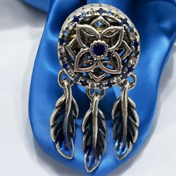 Dreamcatcher Feather Charm S925 Sterling Silver Dangle Bracelet Bohemian Tribal - Picture 4 of 9